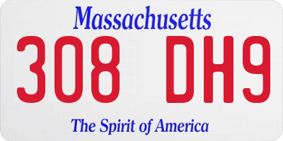 MA license plate 308DH9