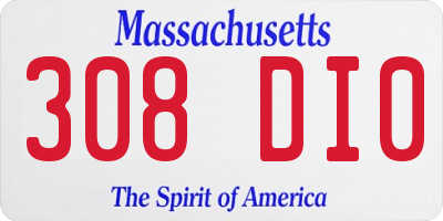 MA license plate 308DI0