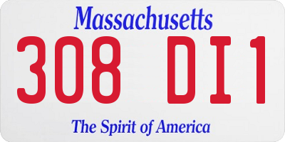 MA license plate 308DI1
