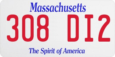 MA license plate 308DI2