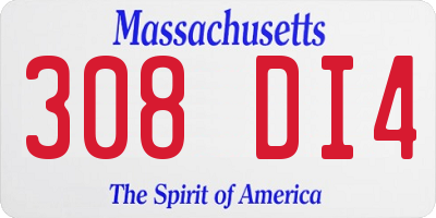 MA license plate 308DI4