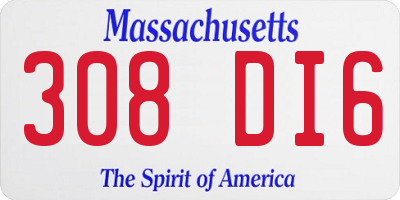 MA license plate 308DI6