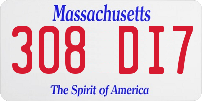 MA license plate 308DI7