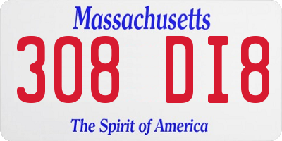 MA license plate 308DI8