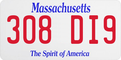 MA license plate 308DI9