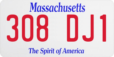 MA license plate 308DJ1