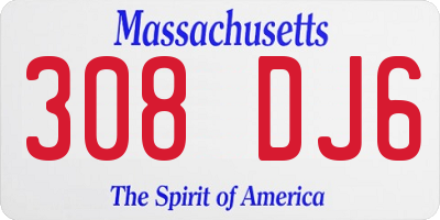 MA license plate 308DJ6