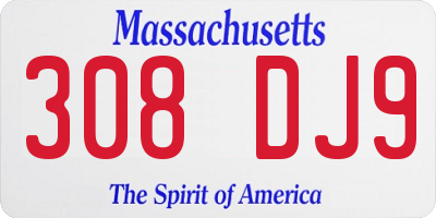 MA license plate 308DJ9