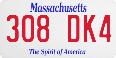 MA license plate 308DK4