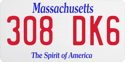 MA license plate 308DK6