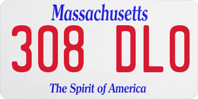 MA license plate 308DL0