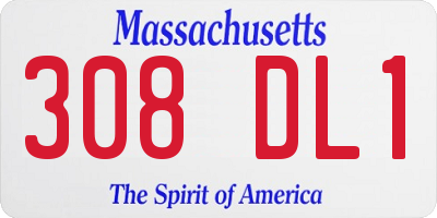 MA license plate 308DL1