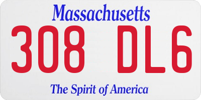 MA license plate 308DL6