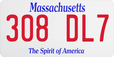 MA license plate 308DL7