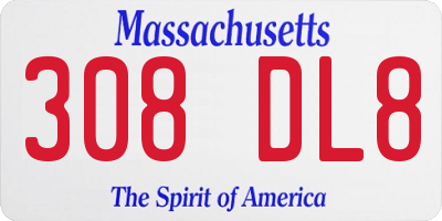 MA license plate 308DL8