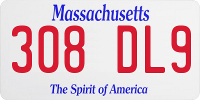 MA license plate 308DL9