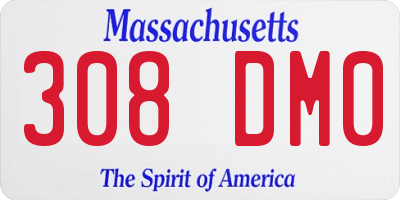 MA license plate 308DM0