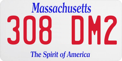 MA license plate 308DM2