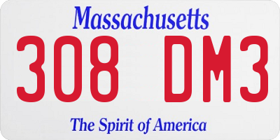 MA license plate 308DM3