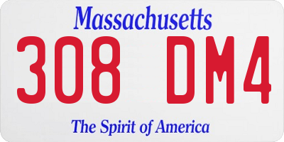 MA license plate 308DM4