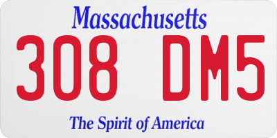 MA license plate 308DM5