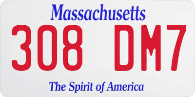 MA license plate 308DM7