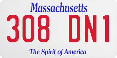 MA license plate 308DN1