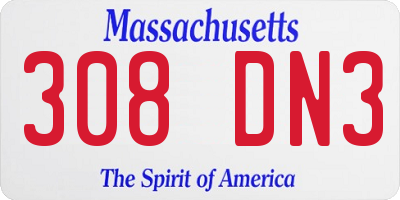 MA license plate 308DN3
