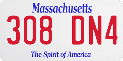 MA license plate 308DN4