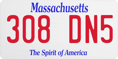 MA license plate 308DN5