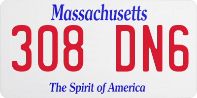 MA license plate 308DN6