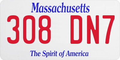 MA license plate 308DN7