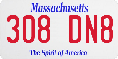 MA license plate 308DN8