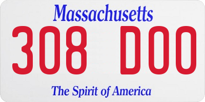 MA license plate 308DO0