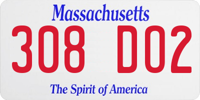 MA license plate 308DO2