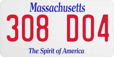 MA license plate 308DO4