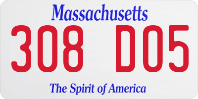 MA license plate 308DO5
