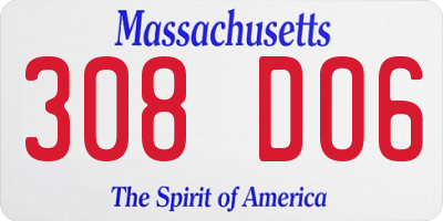 MA license plate 308DO6