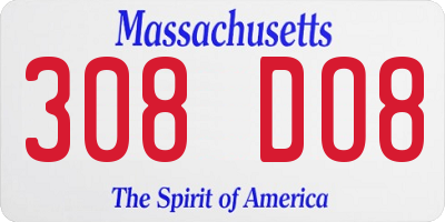 MA license plate 308DO8