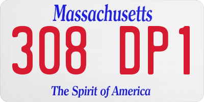 MA license plate 308DP1