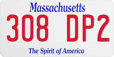 MA license plate 308DP2
