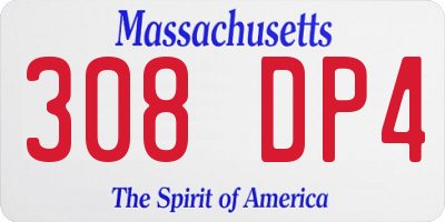 MA license plate 308DP4