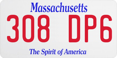 MA license plate 308DP6
