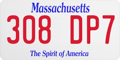 MA license plate 308DP7