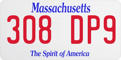 MA license plate 308DP9