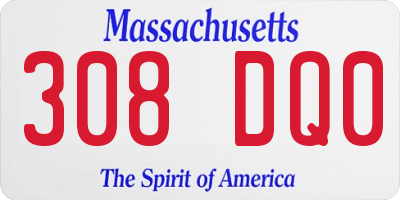 MA license plate 308DQ0