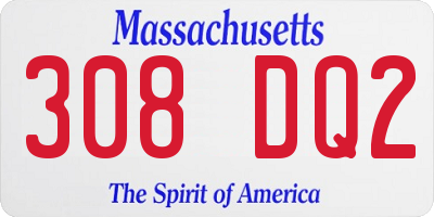 MA license plate 308DQ2