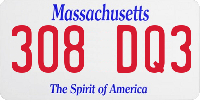 MA license plate 308DQ3
