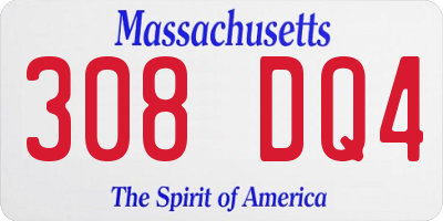 MA license plate 308DQ4