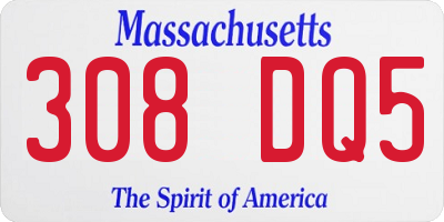 MA license plate 308DQ5